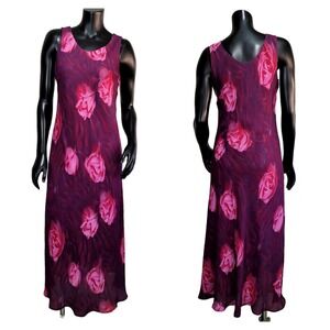 Y2K Mary McFadden Collection Purple Pink Rose Floral Zebra Print‎ Maxi Dress